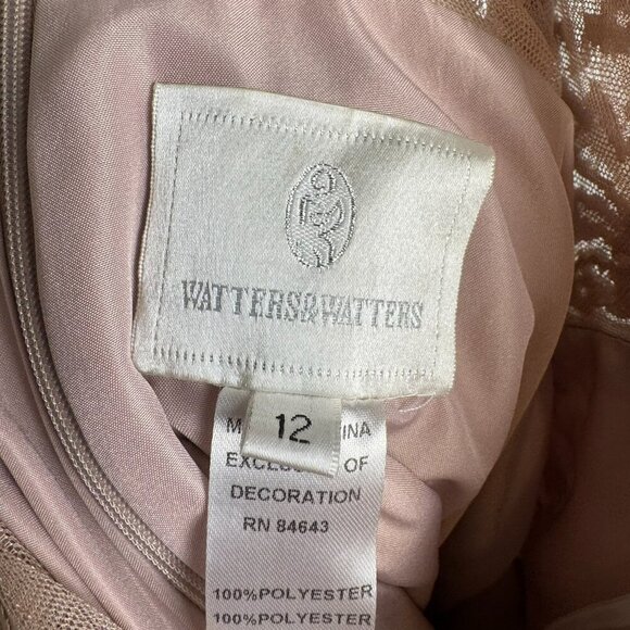 Watters & Watters pink lace tulle sleeveless maxi formal dress size 12 C47 - Picture 10 of 10